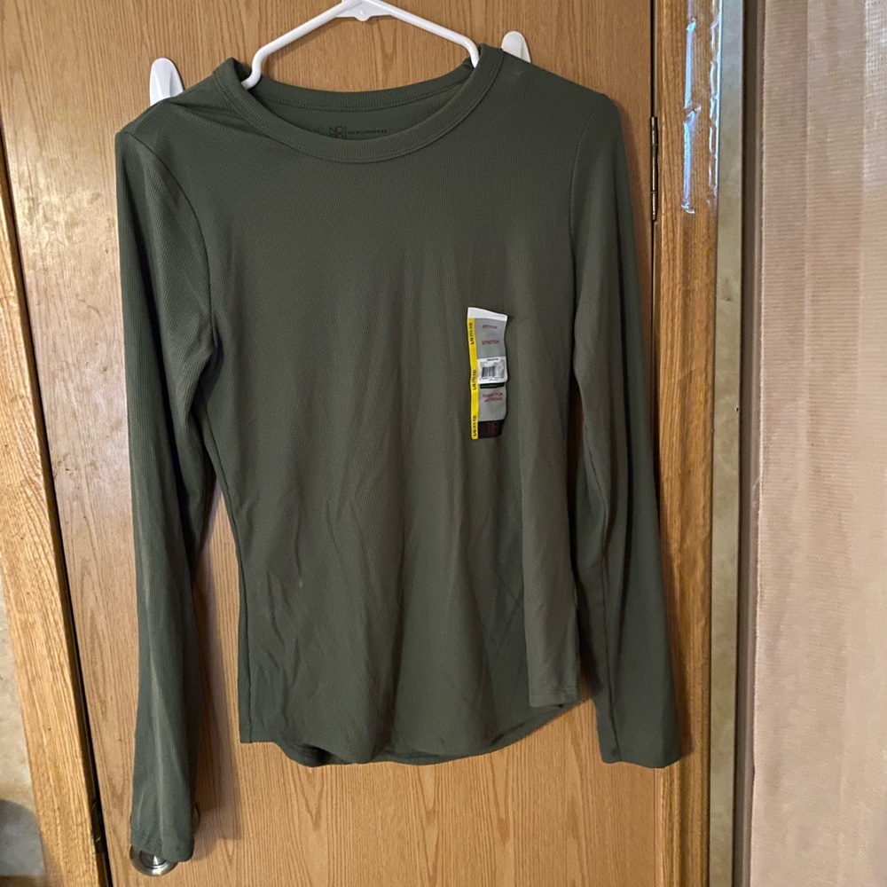 Green Ribbed long Sleeve Shirt Size L
